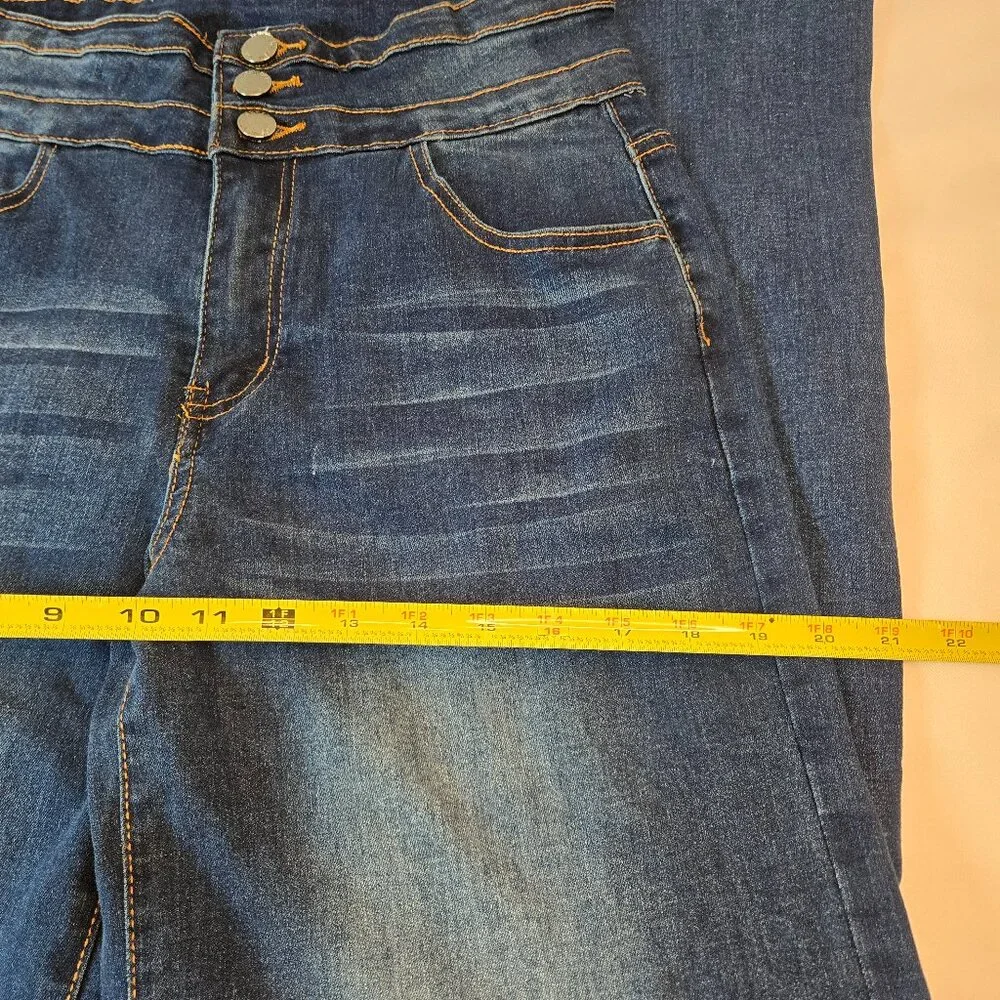 ROSWEAR Women's Wide Leg Jeans Casual High Waisted Stretch Sz: M Blue